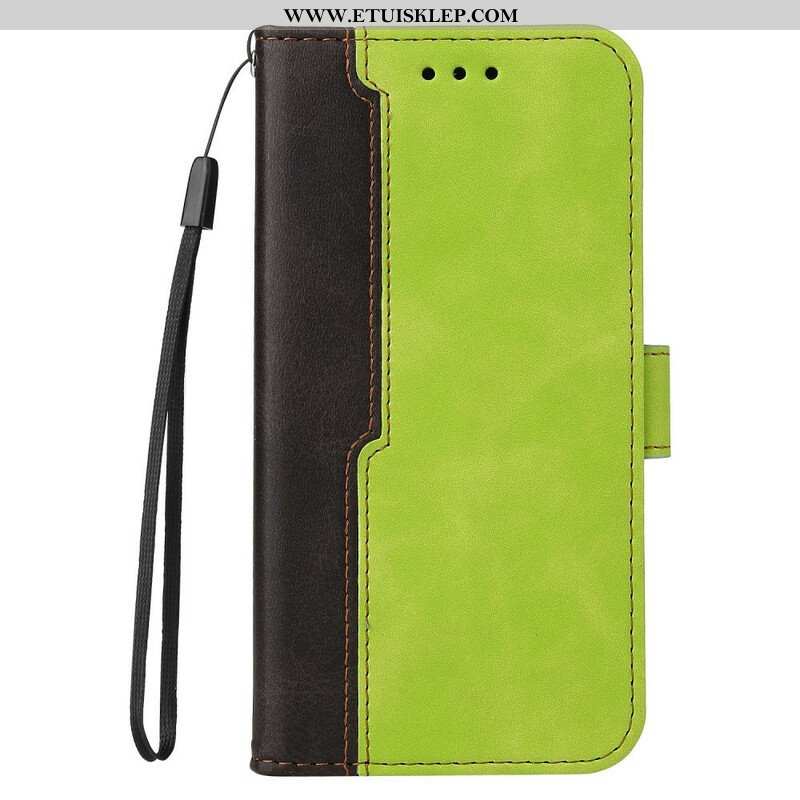 Etui Folio do iPhone 13 Mini Dwukolorowa Sztuczna Skóra